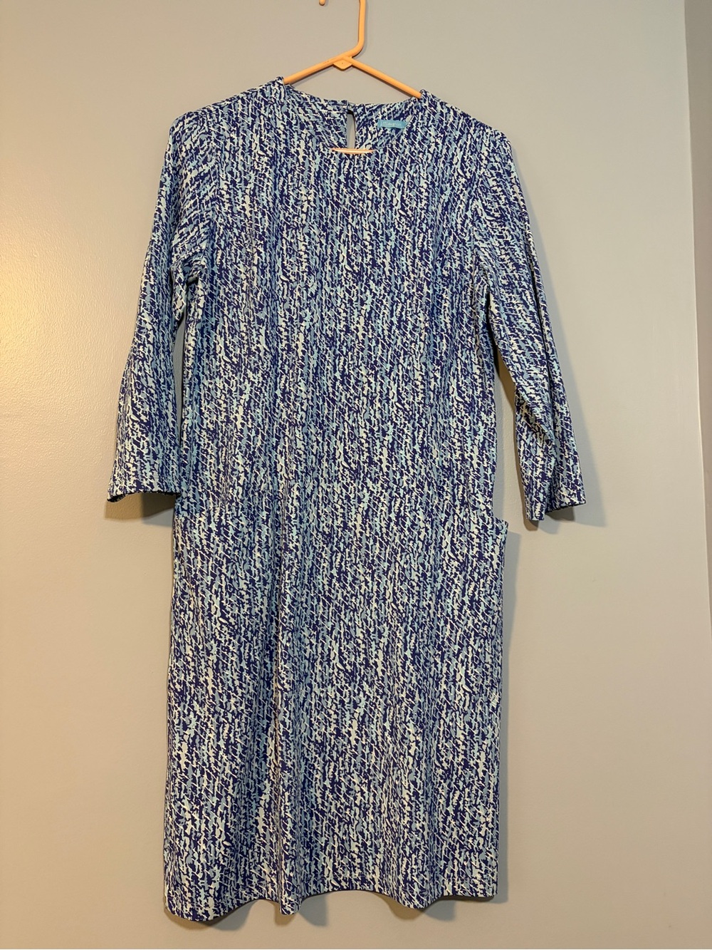 J. McLaughlin Blue and White Abstract Print Coverup
